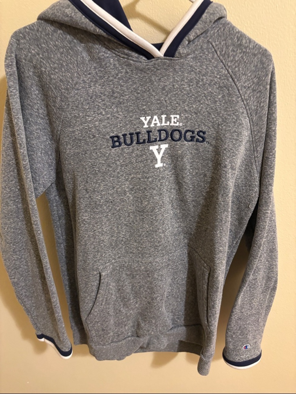 Champion Yale Bulldogs Gray & Navy Hooded Sweatshirt